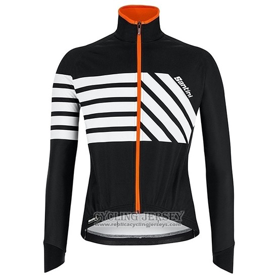 2019 Cycling Jersey Santini Svolta White Black Long Sleeve And Bib Tight